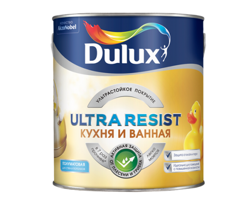 Dulux Ultra Resist / Дюлакс Кухня и ванная ультрастойкая краска для влажных помещений полуматовая