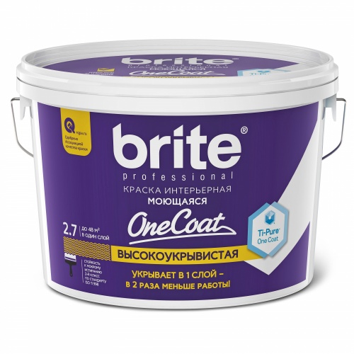 Brite Professional One Coat / Брайт краска для стен моющаяся высокоукрывистая